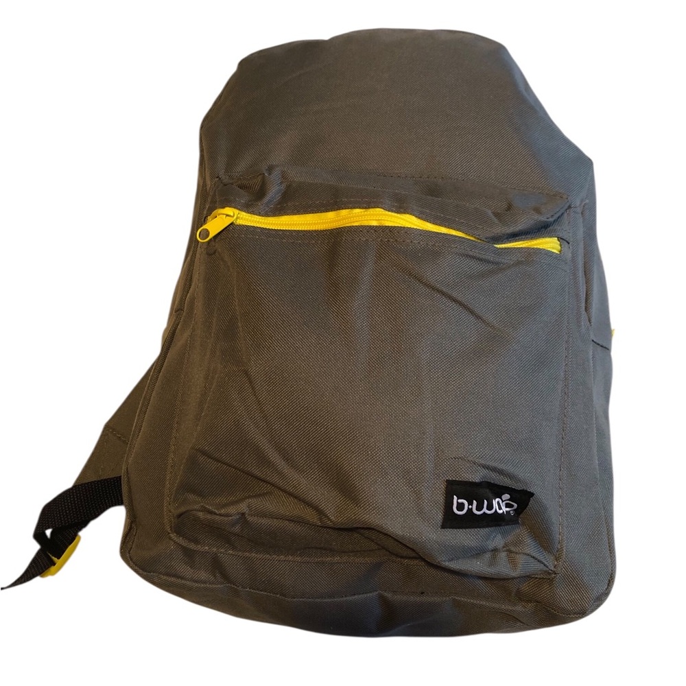 B•WAP Gray Backpack with Yellow Accents